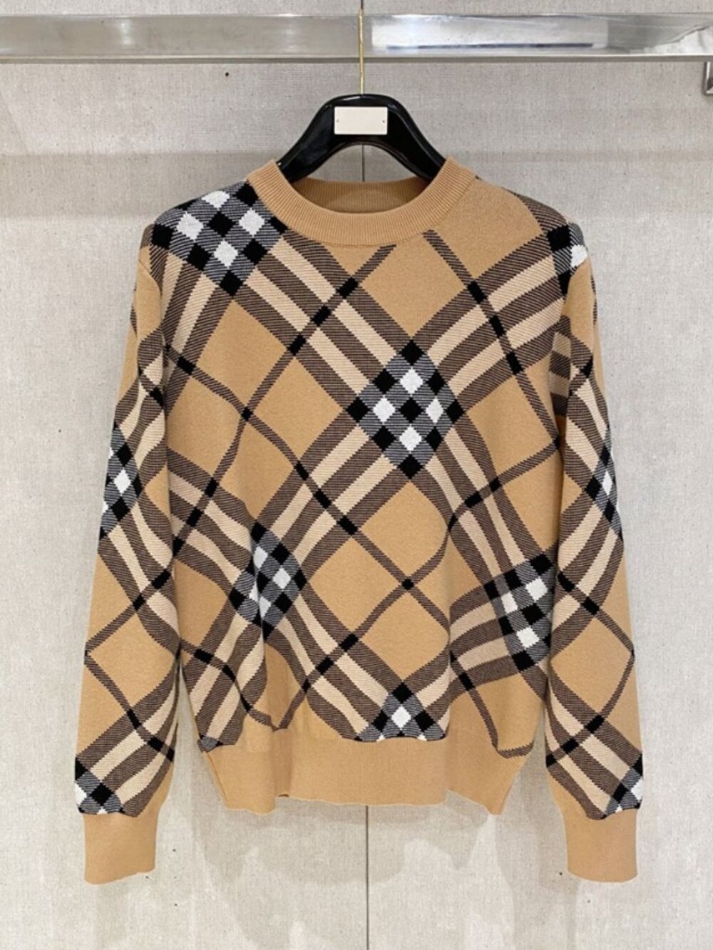 Burberry Argyle Check Crew Neck Knit Sweater